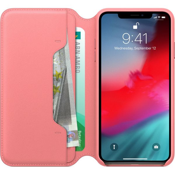 Apple Étui de télephone portefeuille Leather Folio Apple iPhone Xs Max - Peony Pink
