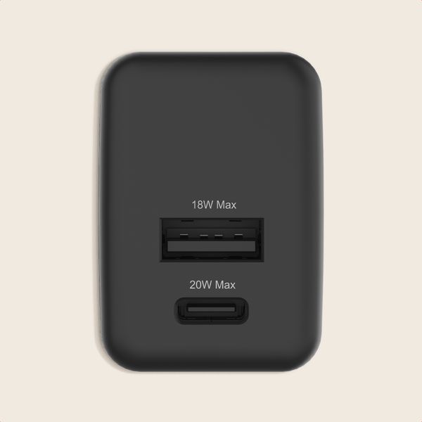 imoshion Wall Charger - Chargeur - Connexion USB-C et USB - Power Delivery - 20 Watt - Noir