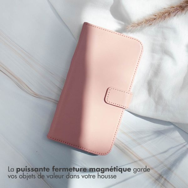 Selencia Étui portefeuille en cuir véritable Apple iPhone 17e / 16e - Dusty Pink