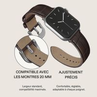 Burga Bracelet en cuir véritable Apple Watch | 38/40/41/42 mm - Espresso / Silver