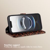 Selencia Étui de télephone portefeuille imprimé léopard Sabi Apple iPhone 17e / 16e - Mocha Brown