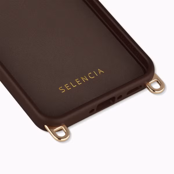 Selencia Coque arrière Rivièra avec MagSafe avec crochets amovibles Samsung Galaxy A37 (5G) - Choco Brown