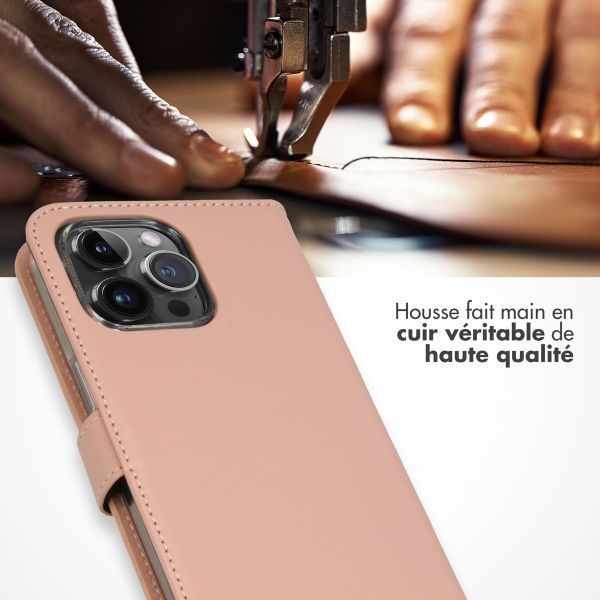 Selencia Étui portefeuille en cuir véritable Apple iPhone 15 Pro Max - Dusty Pink