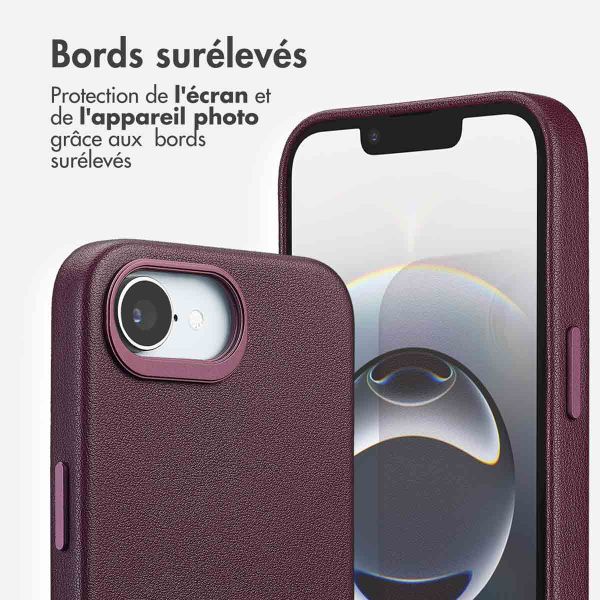 Accezz Coque arrière en cuir avec MagSafe Apple iPhone 17e / 16e - Heath Purple