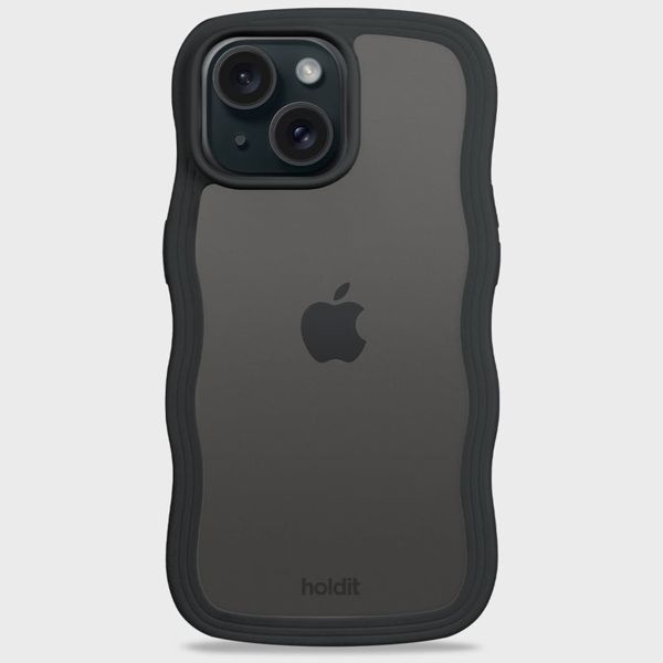 Holdit Coque Wavy Apple iPhone 17e / 16e / 15 / 14 / 13 - Black / Transparent