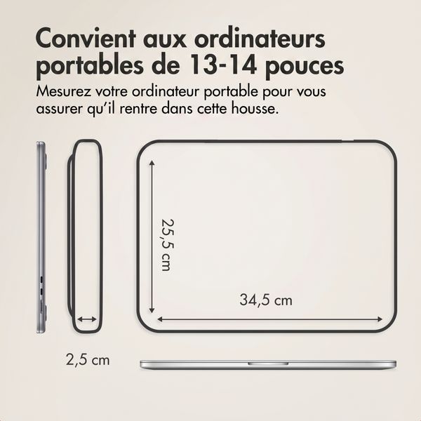 Accezz Pochette ordinateur Leather avec fermeture éclair 13-14 pouces - Beige