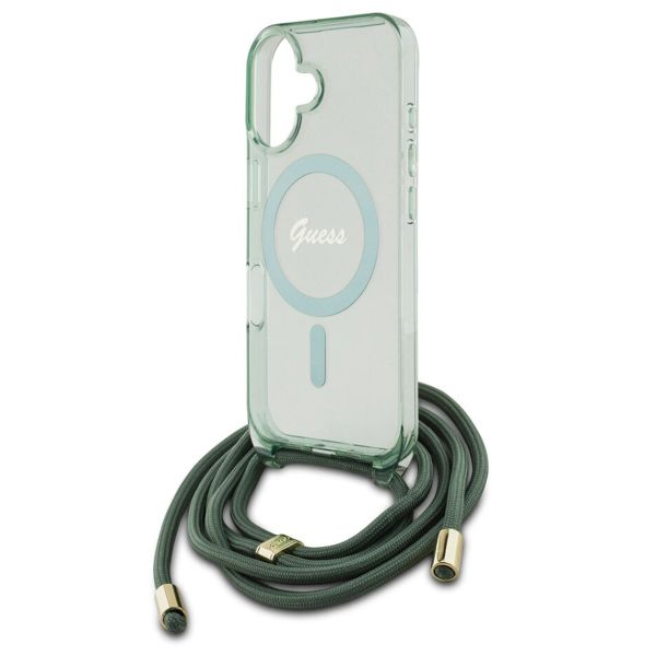 Guess Coque MagSafe IML avec crossbody cord Apple iPhone 16 - Vert