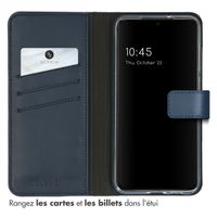 Selencia Étui portefeuille en cuir véritable Samsung Galaxy S23 - Bleu