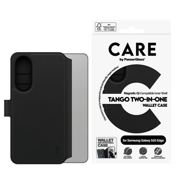 CARE by PanzerGlass Étui de télephone portefeuille Tango 2 en 1 avec MagSafe Samsung Galaxy S25 Edge - Black