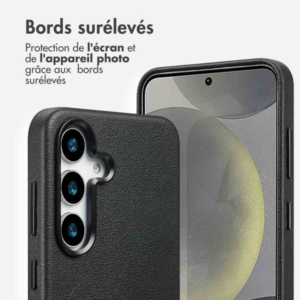 Accezz Coque arrière en cuir avec MagSafe Samsung Galaxy S25 - Onyx Black