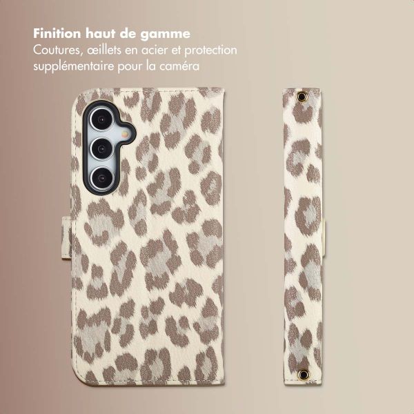 Selencia Étui de télephone portefeuille imprimé léopard Sabi Samsung Galaxy A35 - Soft Ivory
