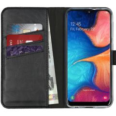 Selencia Étui portefeuille en cuir véritable Samsung Galaxy A20e - Noir