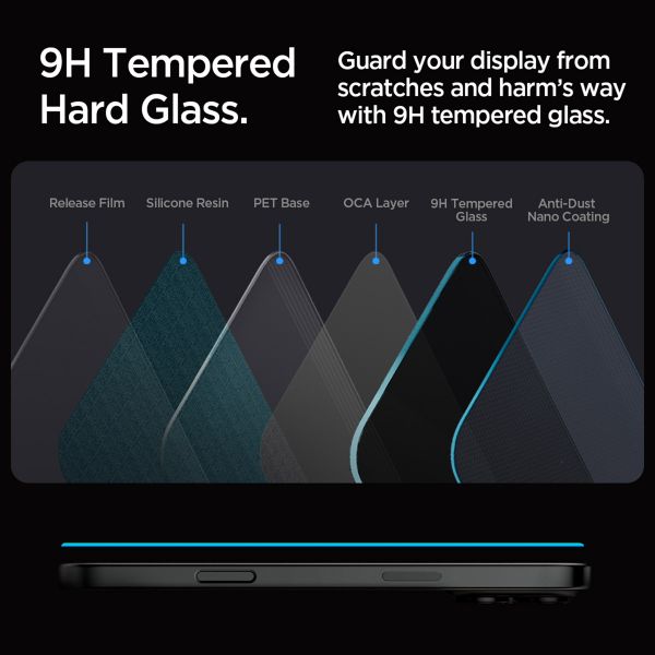 Spigen Protection d'écran en verre trempé GLAStR Privacy Applicator - lot de 2 Apple iPhone 16 Pro Max / 17 Pro Max