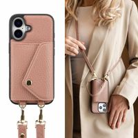 Selencia Coque de télephone Sera avec cordon et porte-cartes enveloppe Apple iPhone 16 - Old Pink