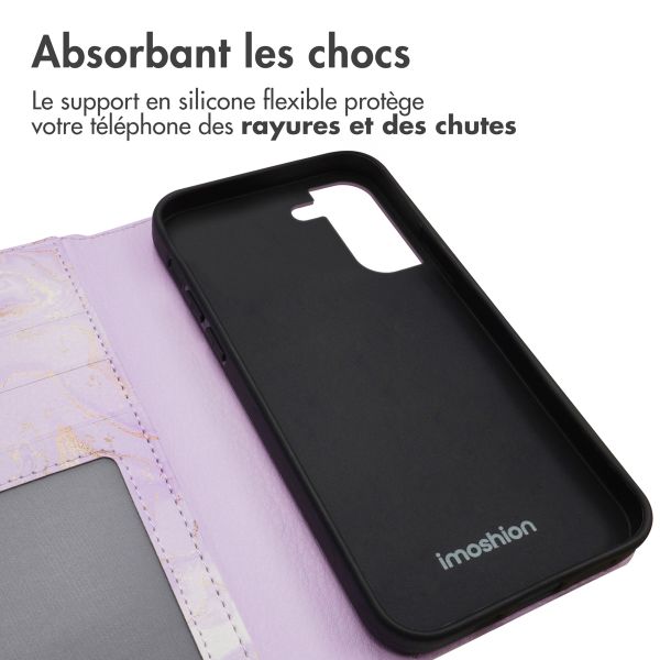 imoshion Étui de télephone portefeuille Design Samsung Galaxy S21 - Purple Marble