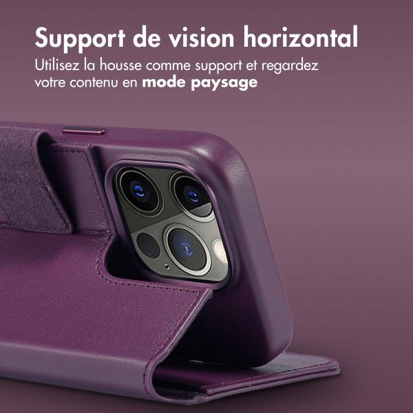 Accezz Étui de télephone portefeuille en cuir 2-en-1 avec MagSafe Apple iPhone 15 Pro - Heath Purple