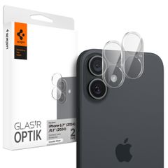 Spigen Optik Lens Protector - Protection complète de la caméra (lot de 2) Apple iPhone 16 / 16 Plus - Crystal Clear