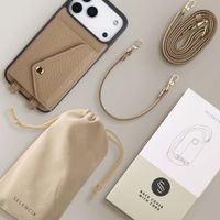 Selencia Coque de télephone Sera avec cordon et porte-cartes enveloppe Apple iPhone 18 Pro / 17 Pro - Taupe
