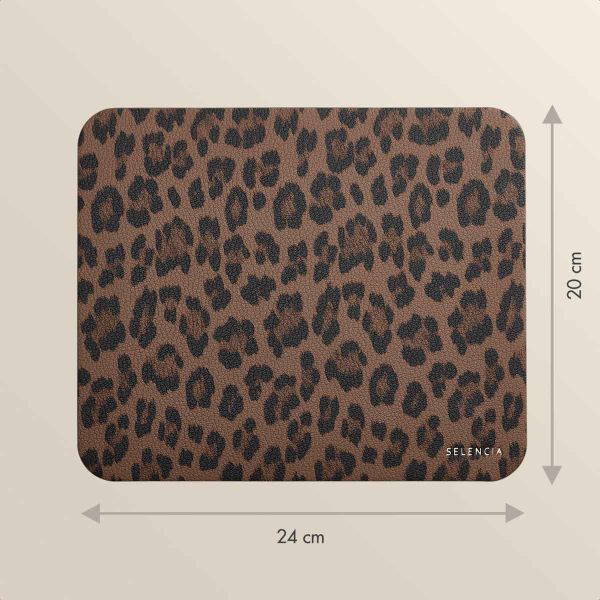 Selencia Sabi Tapis de Souris en Similicuir imprimé panthère - 20 x 24 cm - Mocha Brown