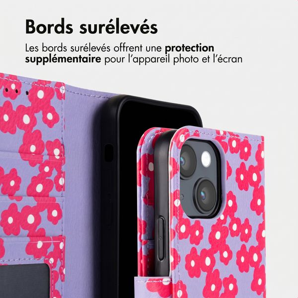 imoshion Étui de télephone portefeuille Design Apple iPhone 14 - Dusty Rose Blossoms