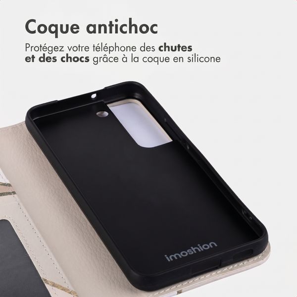 imoshion Étui de télephone portefeuille Design Samsung Galaxy S22 - Beige Graphic
