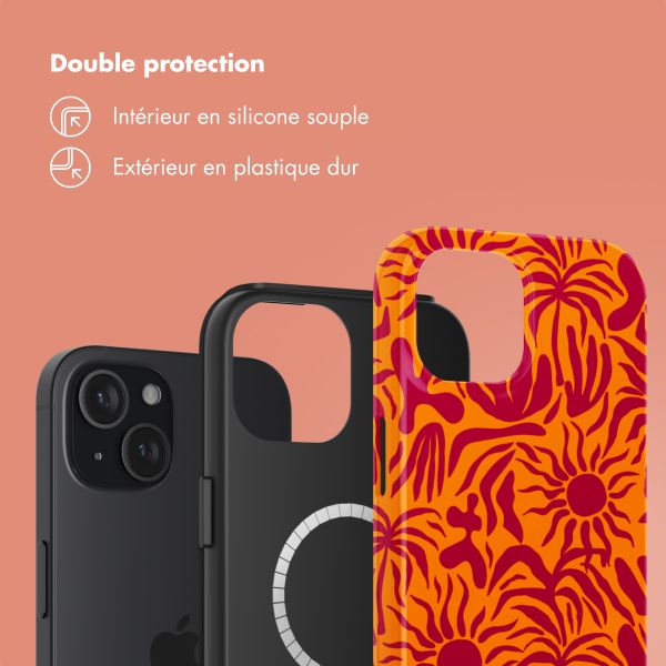 Selencia Coque arrière Vivid avec MagSafe Apple iPhone 15 - Tropical Vibes Apricot