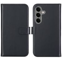 Selencia Étui portefeuille en cuir véritable Samsung Galaxy S25 Plus - Noir