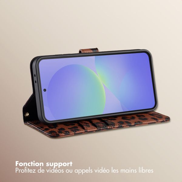 Selencia Étui de télephone portefeuille imprimé léopard Sabi Samsung Galaxy A36 / A56 - Mocha Brown