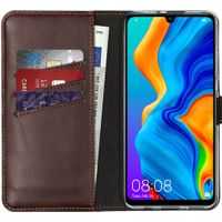 Selencia Étui portefeuille en cuir véritable Huawei P30 Lite - Marron