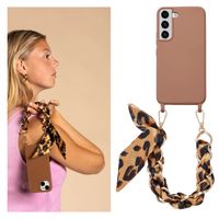 Selencia Coque avec dragonne de luxe Samsung Galaxy S22 - Marron