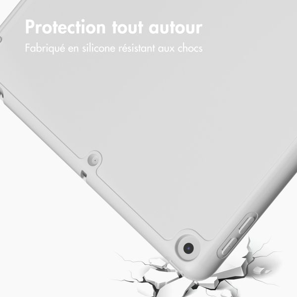 Accezz Coque tablette portefeuille Smart Silicone Apple iPad 9 (2021) 10.2 pouces / iPad 8 (2020) 10.2 pouces / iPad 7 (2019) 10.2 pouces - Gris