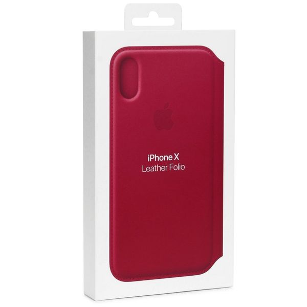 Apple Étui de télephone portefeuille Leather Folio Apple iPhone X / Xs - Berry