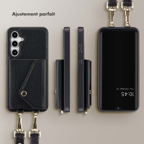 Selencia Coque de télephone Sera avec cordon et porte-cartes enveloppe Samsung Galaxy S24 FE - Noir
