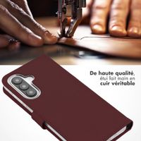Selencia Étui portefeuille en cuir véritable Samsung Galaxy A27 (5G) - Burgundy