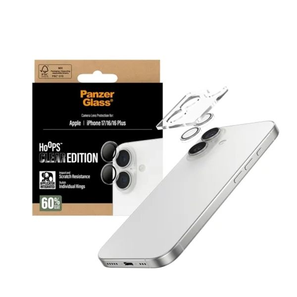 PanzerGlass Protection Caméra Hoops Optic Rings Apple iPhone 17 - Transparent
