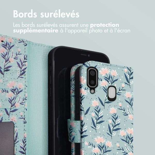 imoshion Étui de télephone portefeuille Design Samsung Galaxy A20e - Blue Flowers