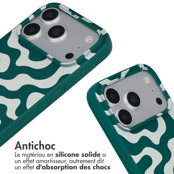 imoshion Coque design en silicone avec cordon Apple iPhone 17 Pro - Petrol Green Groovy