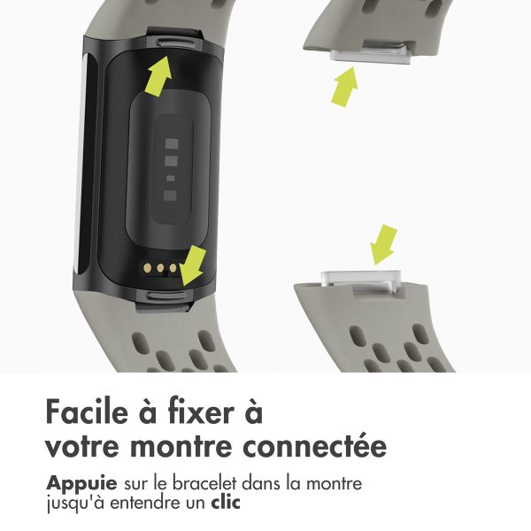 imoshion Bracelet sport en silicone avec boucle Fitbit Charge 5 / 6 - Gris