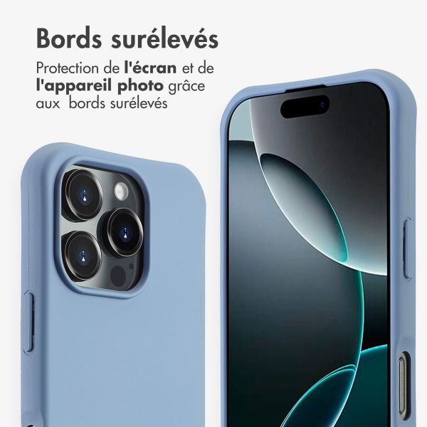 imoshion Coque arrière Color avec cordon amovible et MagSafe Apple iPhone 16 Pro - Ash Blue