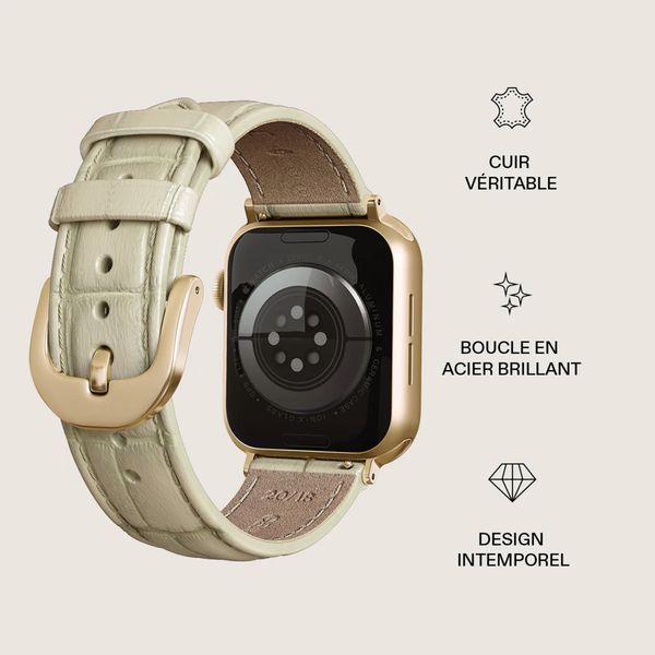 Burga Bracelet en cuir véritable Apple Watch | 38/40/41/42 mm - Buttermelt / Gold