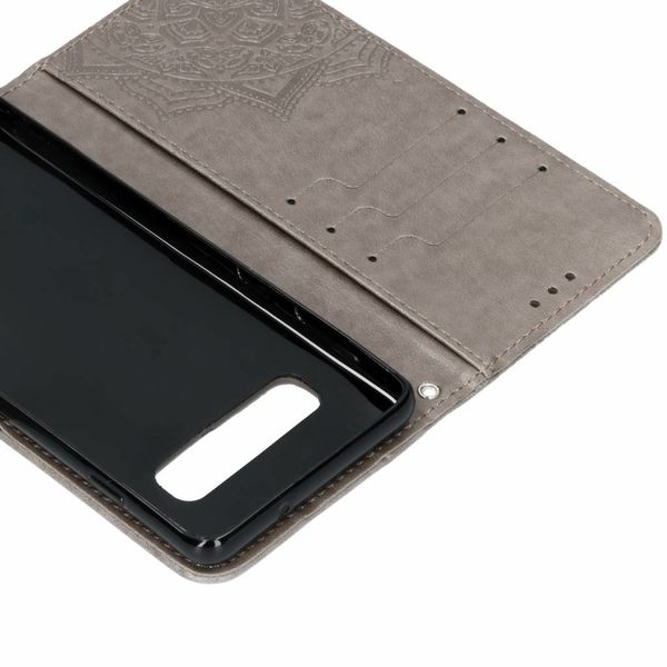 Etui de télephone portefeuille Mandala Samsung Galaxy S10 - Gris