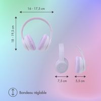 imoshion Casque sans fil pour enfants LED Light - Limiteur de décibels - Avec câble AUX - Lavender Lilac