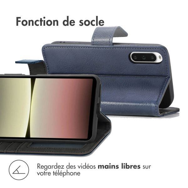 imoshion Étui de télephone portefeuille de luxe Sony Xperia 10 V - Bleu foncé