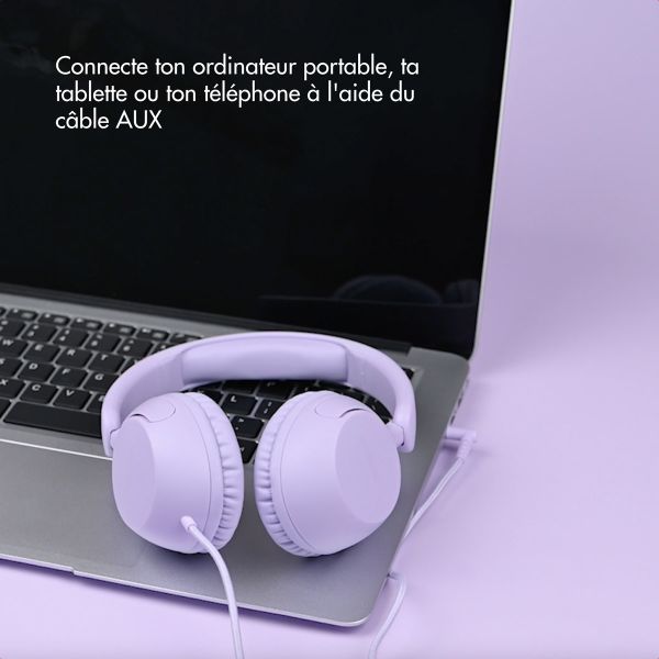imoshion Casque filaires pour enfants - Câble AUX - Limiteur de décibels - Lavender Lilac
