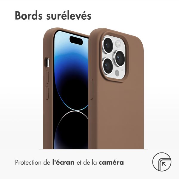 Accezz Coque Liquid Silicone avec MagSafe Apple iPhone 14 Pro - Marron clair