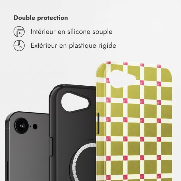 Selencia Coque arrière Vivid avec MagSafe Apple iPhone 17e / 16e - Check This Olive