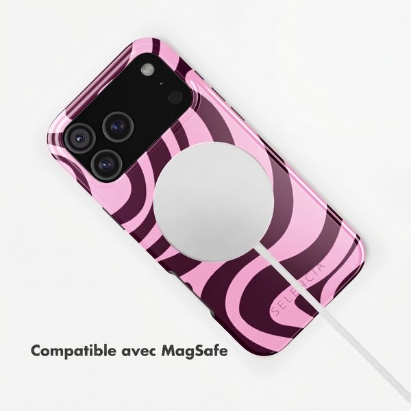 Selencia Coque arrière Vivid avec MagSafe Apple iPhone 18 Pro / 17 Pro - Wavy Swirl Pink Plum