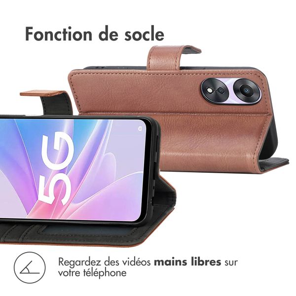 imoshion Étui de télephone portefeuille de luxe Oppo A58 - Marron