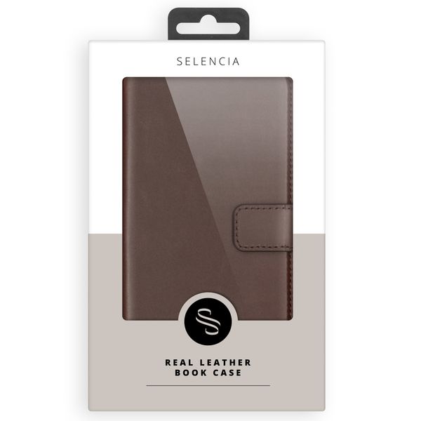 Selencia Étui portefeuille en cuir véritable Samsung Galaxy A42 - Marron