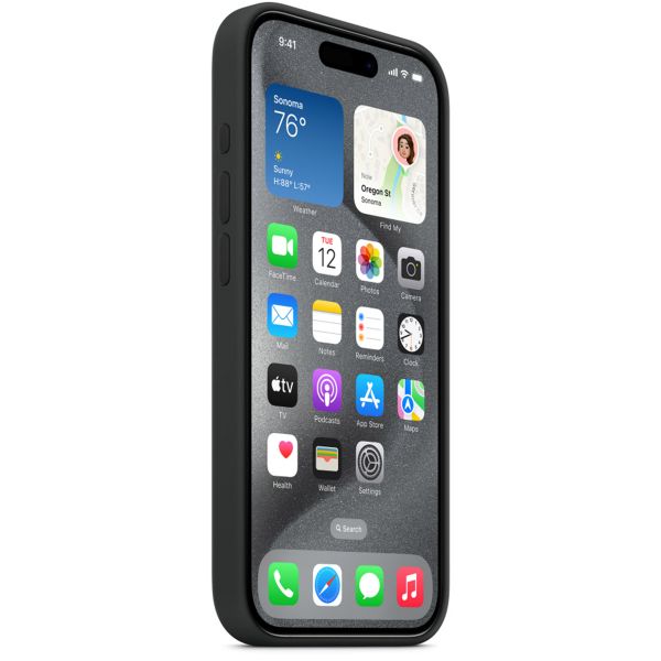 Apple Coque en silicone MagSafe Apple iPhone 15 Pro - Black